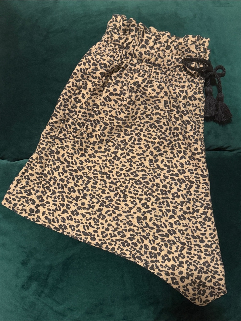 Abercrombie & Fitch Beige and Black Leopard Print Drawstring Shorts - Picture 5 of 6